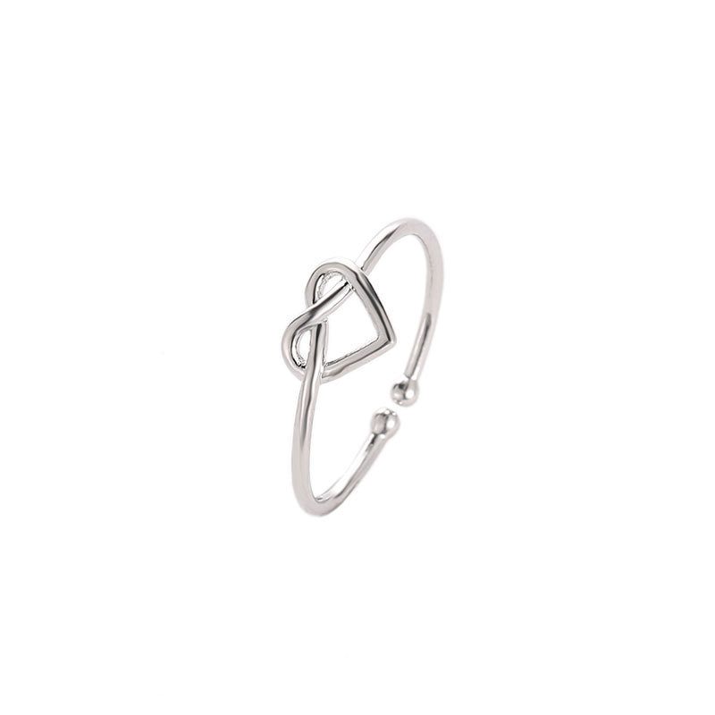 Rose Gold Silver Heart Shaped Minimalist Adjustable Wedding Ring