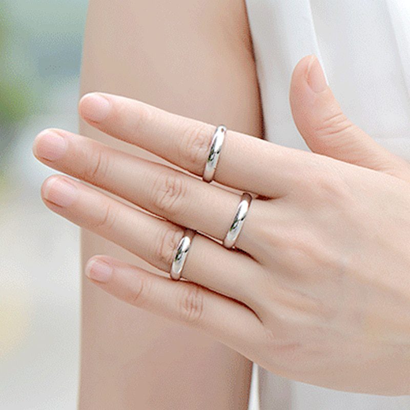 Simple Glossy Mirror Titanium Steel Couple Ring