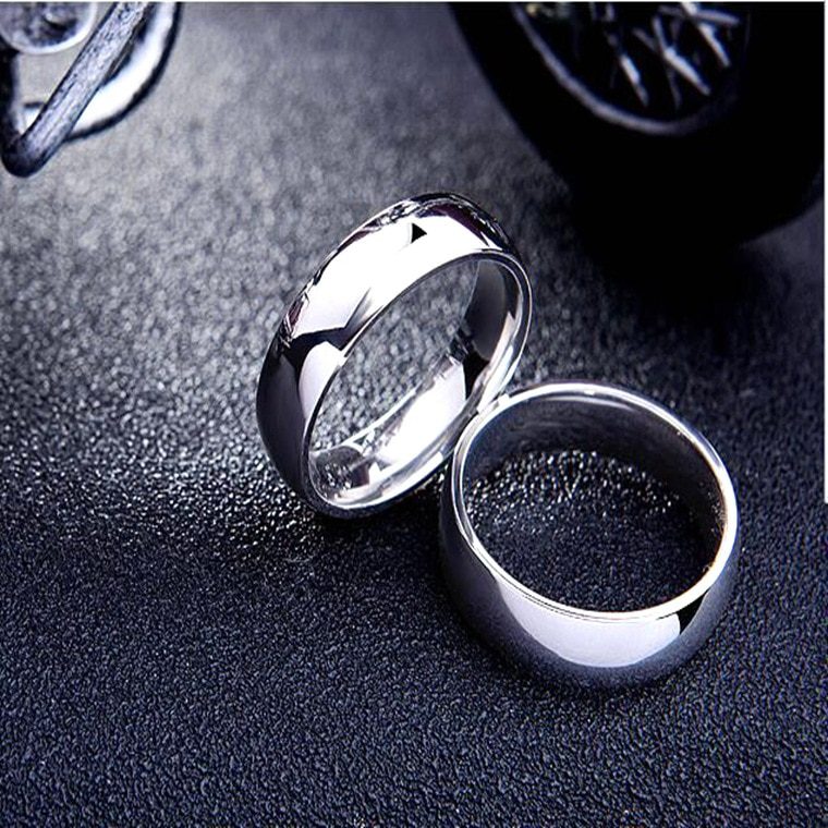 Simple Glossy Mirror Titanium Steel Couple Ring