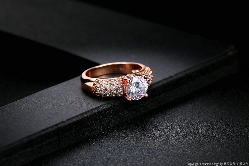 Cubic Zirconia Crystal Rose Gold Ring