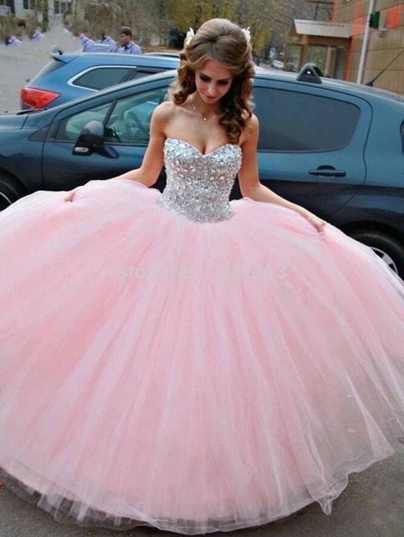 Sweetheart Sparkly Crystal Ball Gown Wedding Dress