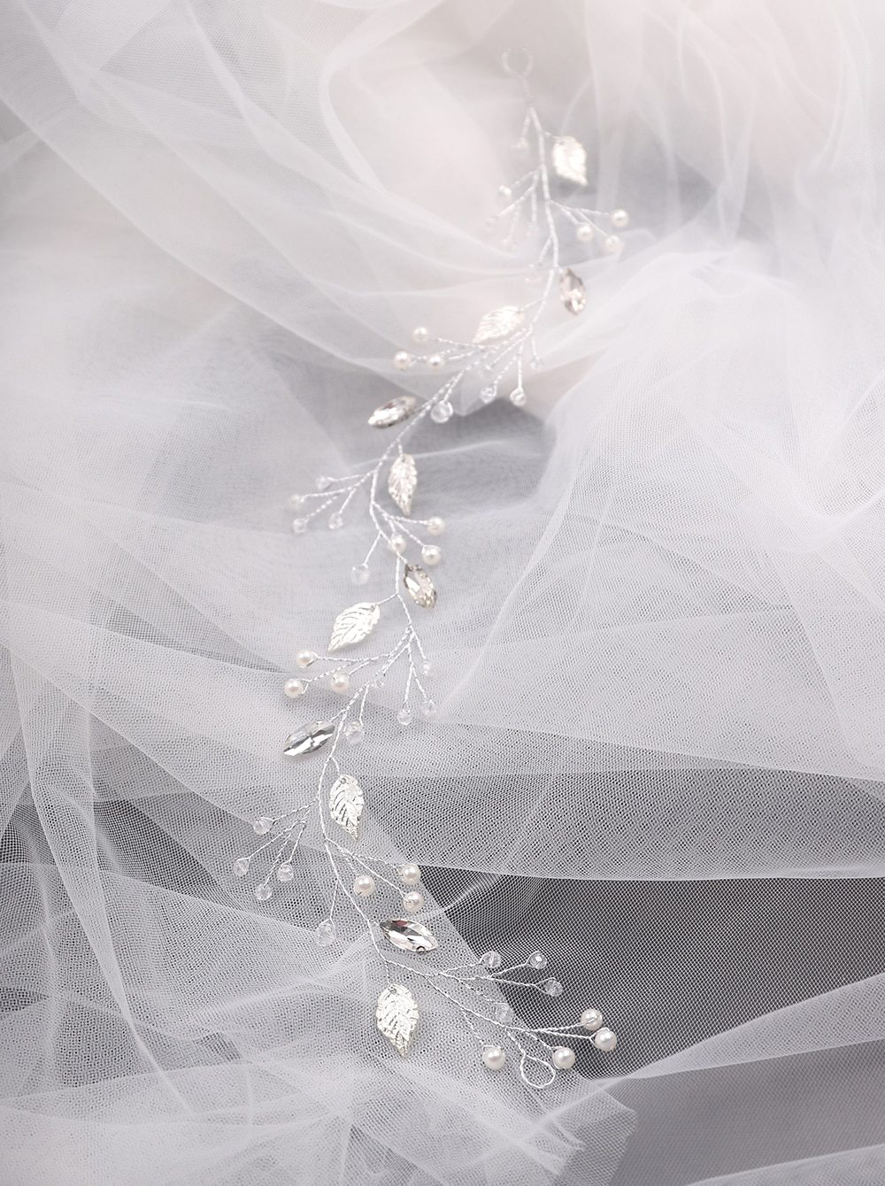 Rhinestones Retro Leaves Hair Accessories Wedding Bridal Hair Jewelry Crystal Pearls Hair Vine for Folwer Girl and Women