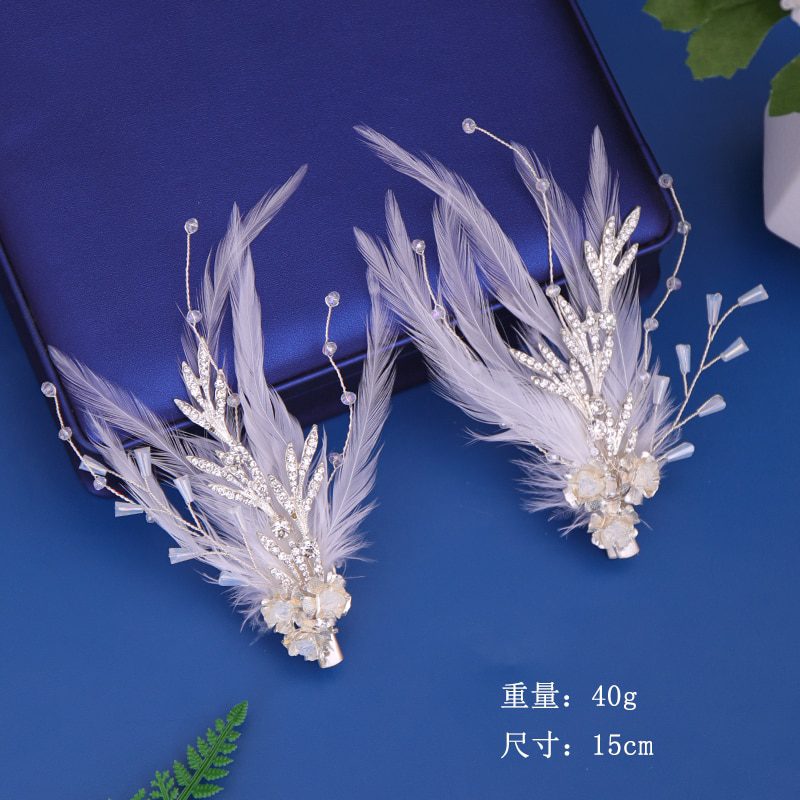 Feather Hair Clip Bridal Hair Accessories Clip Hair Jewelry Feather Decoration Wedding Headpiece