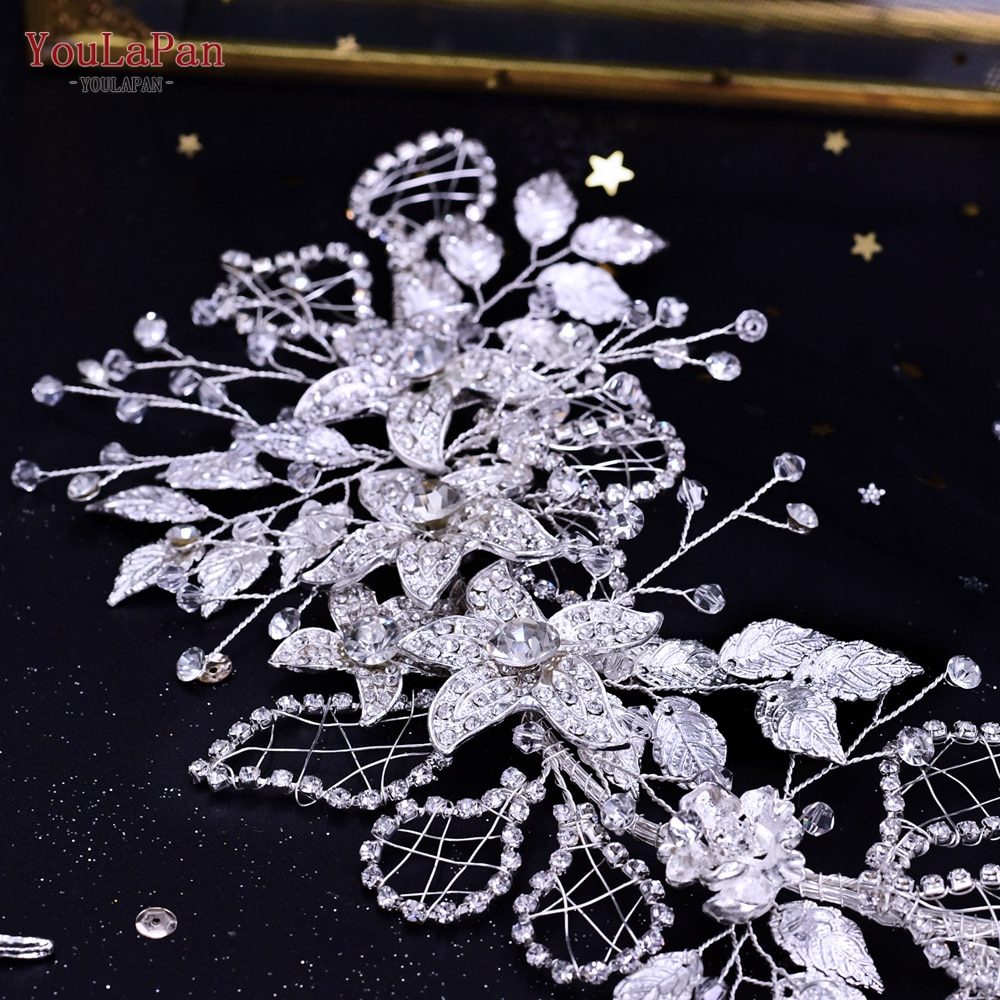 TOPQUEEN HP240 Golden Wedding Hair Jewelry Luxury Crystal Hair Ornaments Rhinestone Wedding Crown Woman Tiara Pageant Crown