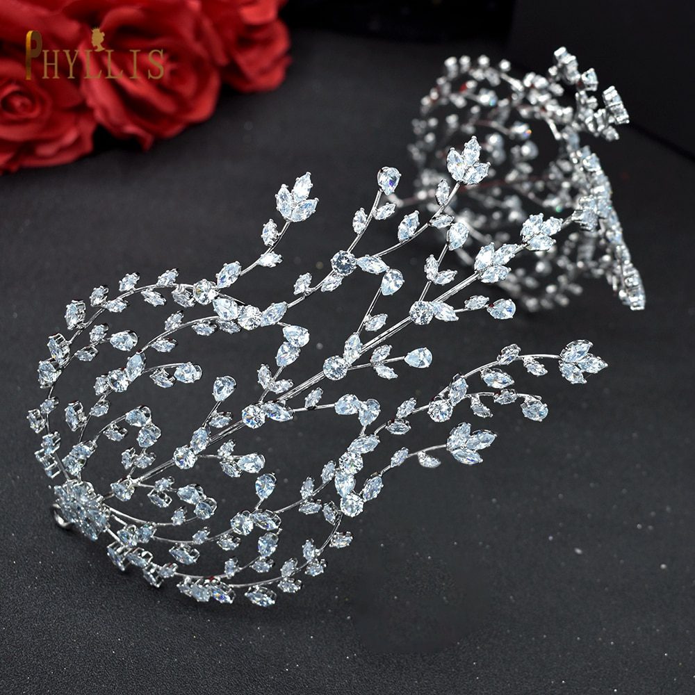 A253 Zircon Wedding Headband for Women Tiaras Luxury Bridal Leaf Headpiece Designer Hairband Princess Crown Birthday Headdress