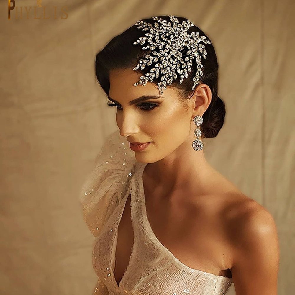 A83 Alloy Leaves Golden Bridal Comb Wedding Hair Accessories Pearl Wedding Headpiece Crystal Rhinestones Hair Clips Women Tiara
