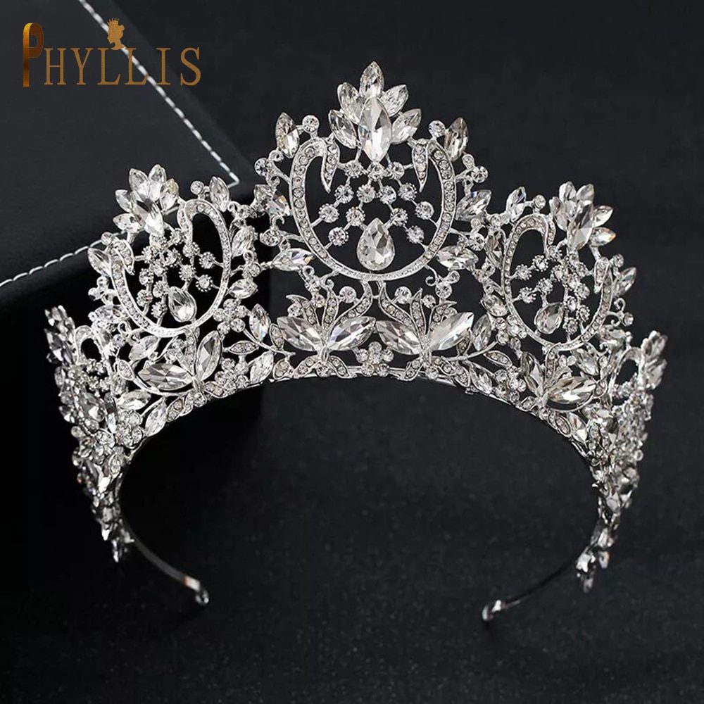 Zircon Crystal Rhinestone Tiara Crown Wedding Hair Jewelry