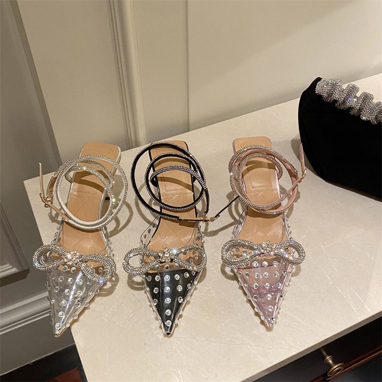 Eilyken Style Crystal Butterfly Women Pumps Jelly Office Lady Shoes Summer Slingbacks High heels Wedding Bridal Shoes