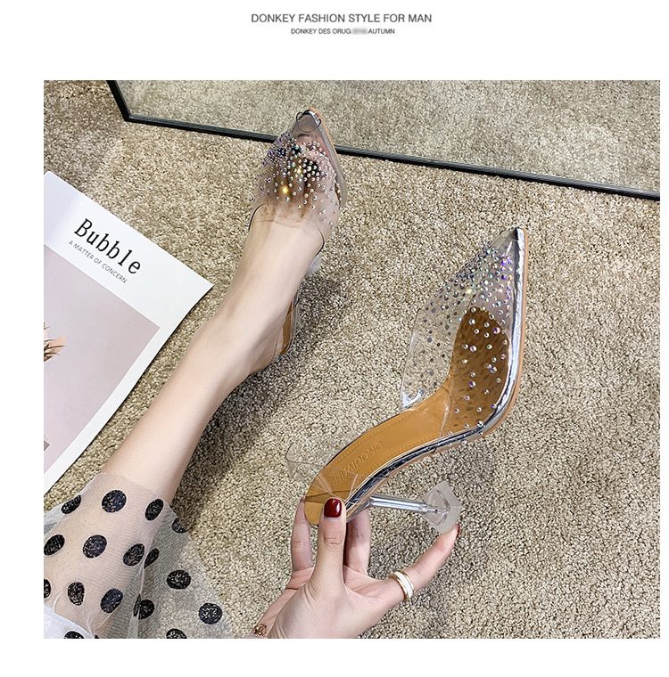 Transparent High Heels Pointed Toe Slip-On Wedding Party Shoes