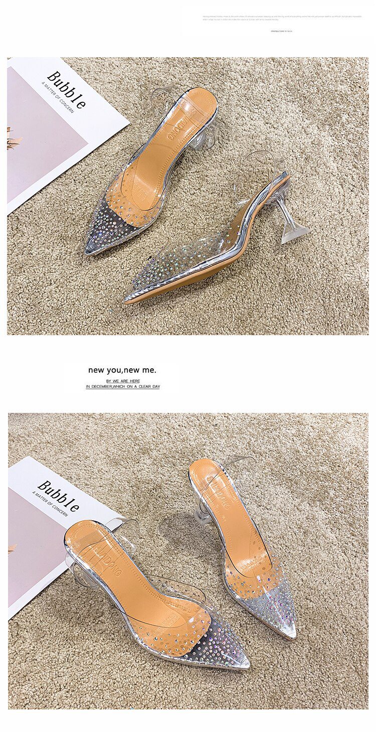Luxury Women Pumps 2019 Transparent High Heels Sexy Pointed Toe Slip-on Wedding Party Brand Fashion Shoes for Lady Thin Heels