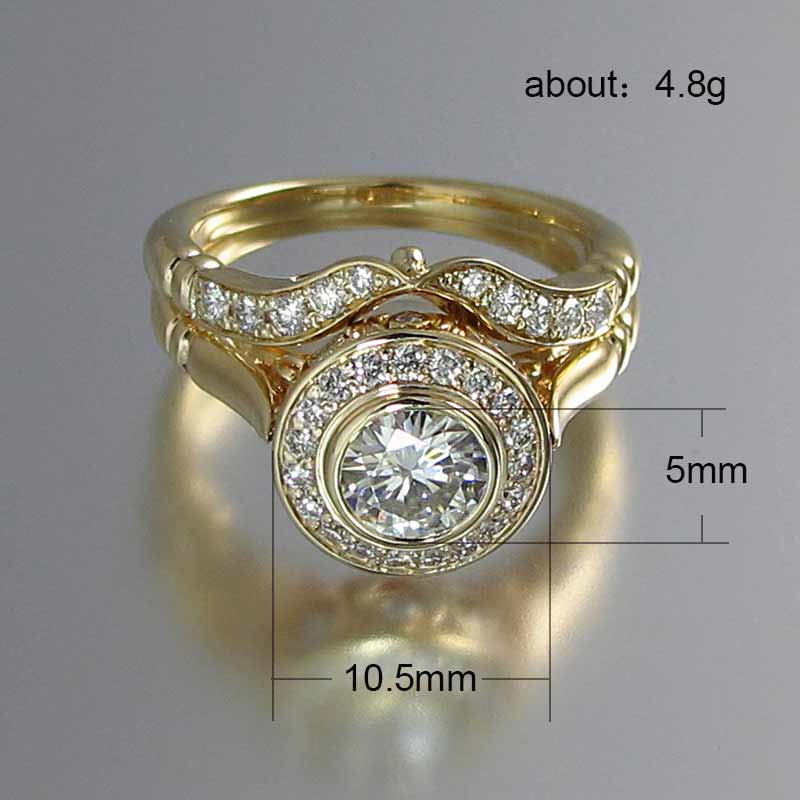 Golden 2PC Romantic Proposal Wedding Ring