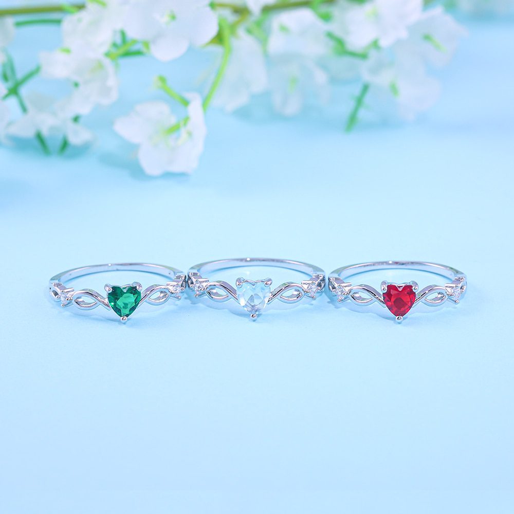 Huitan Simple Heart Ring For Women Female Cute Finger Rings Romantic Birthday Gift For Girlfriend Fashion Zircon Stone Jewelry
