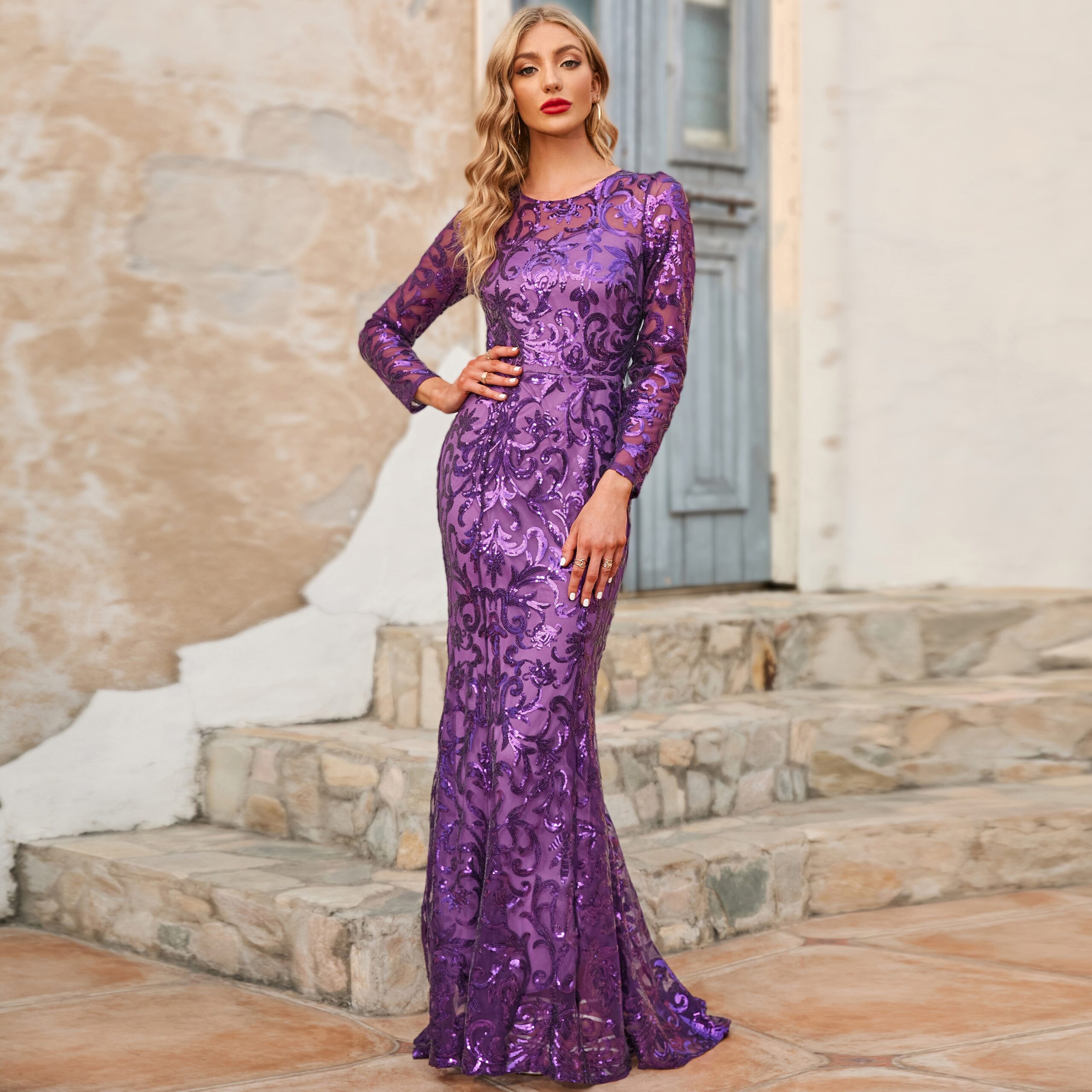 Mother of Brides Dress Women Bodycon Summer for 2022 Long Sleeve Elegant Fashion Sequins Shinning Wedding Ball Prom Gown Vestido