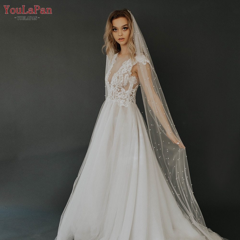 Pearl Veil with Hair Comb Tulle Bridal Veil