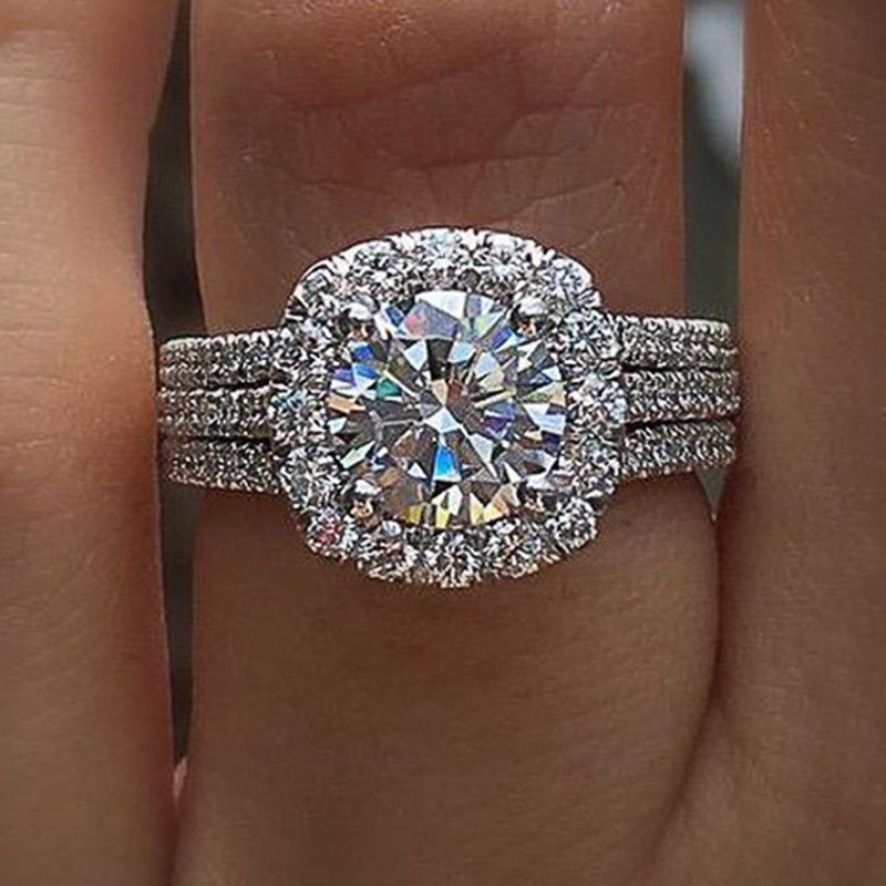 Brilliant Cubic Zirconia Engagement Ring