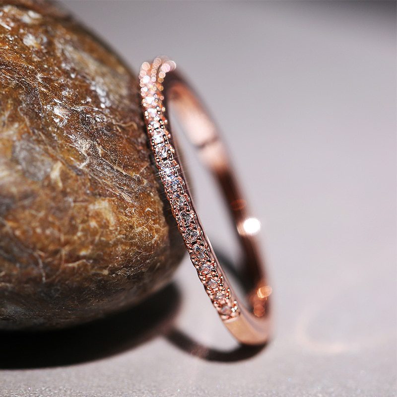 Huitan New 2020 Minimalist Thin Rings for Women Wedding Brilliant Cubic Zircon High Quality Versatile Female Finger Ring Jewelry