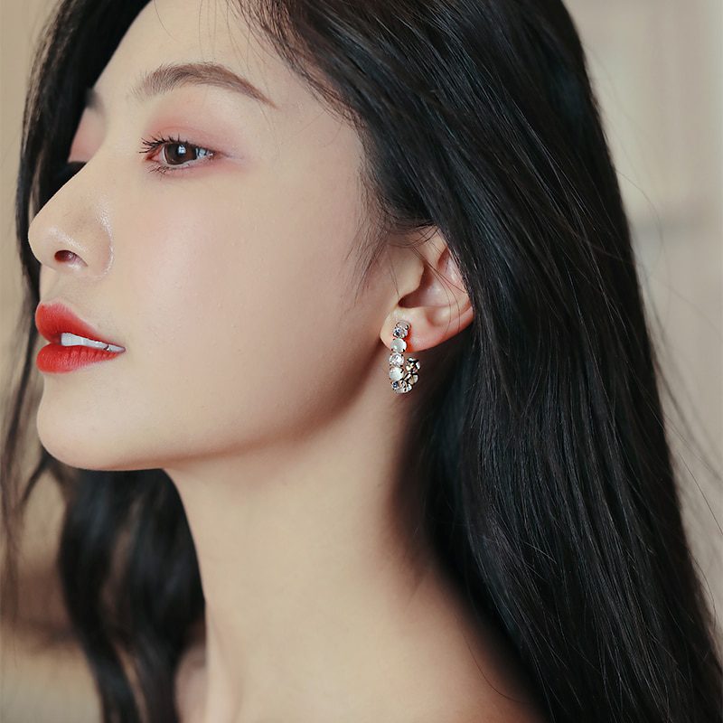New Women's Luxury Opals Hoop Earrings In 2021 Korean Fashion Jewelry Party Girls Temperament Accessories Unusual Earrings
