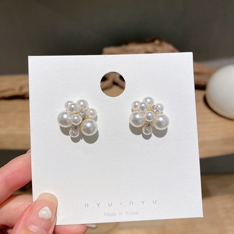 Elegant Romantic Unique Fireworks Pearl Stud Earrings For Woman Korean Fashion Jewelry Party Girl's Lady Temperament Accessories