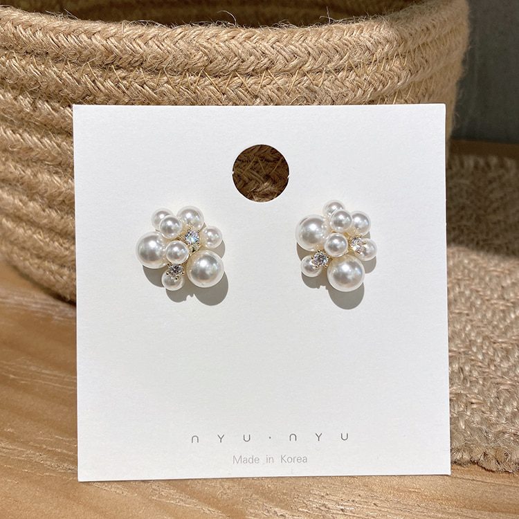 Elegant Romantic Unique Fireworks Pearl Stud Earrings For Woman Korean Fashion Jewelry Party Girl's Lady Temperament Accessories