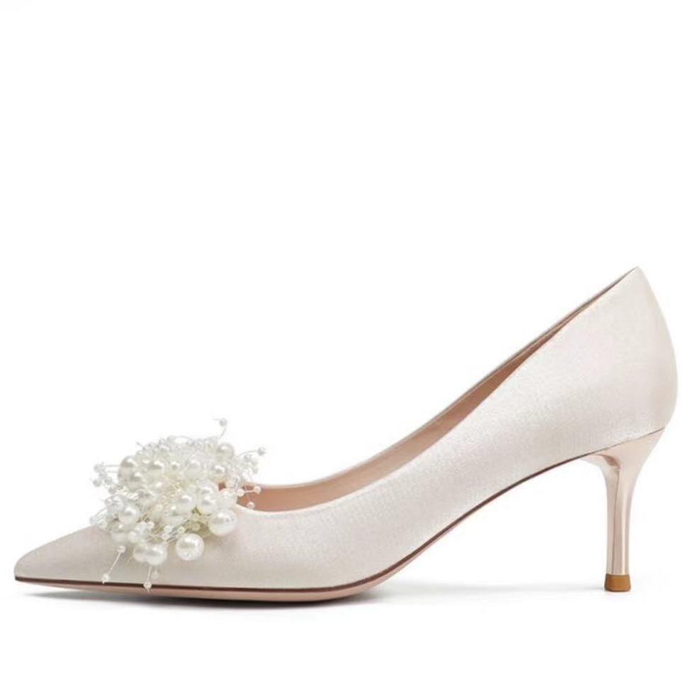 White Pearl Stiletto Heel Wedding Shoes