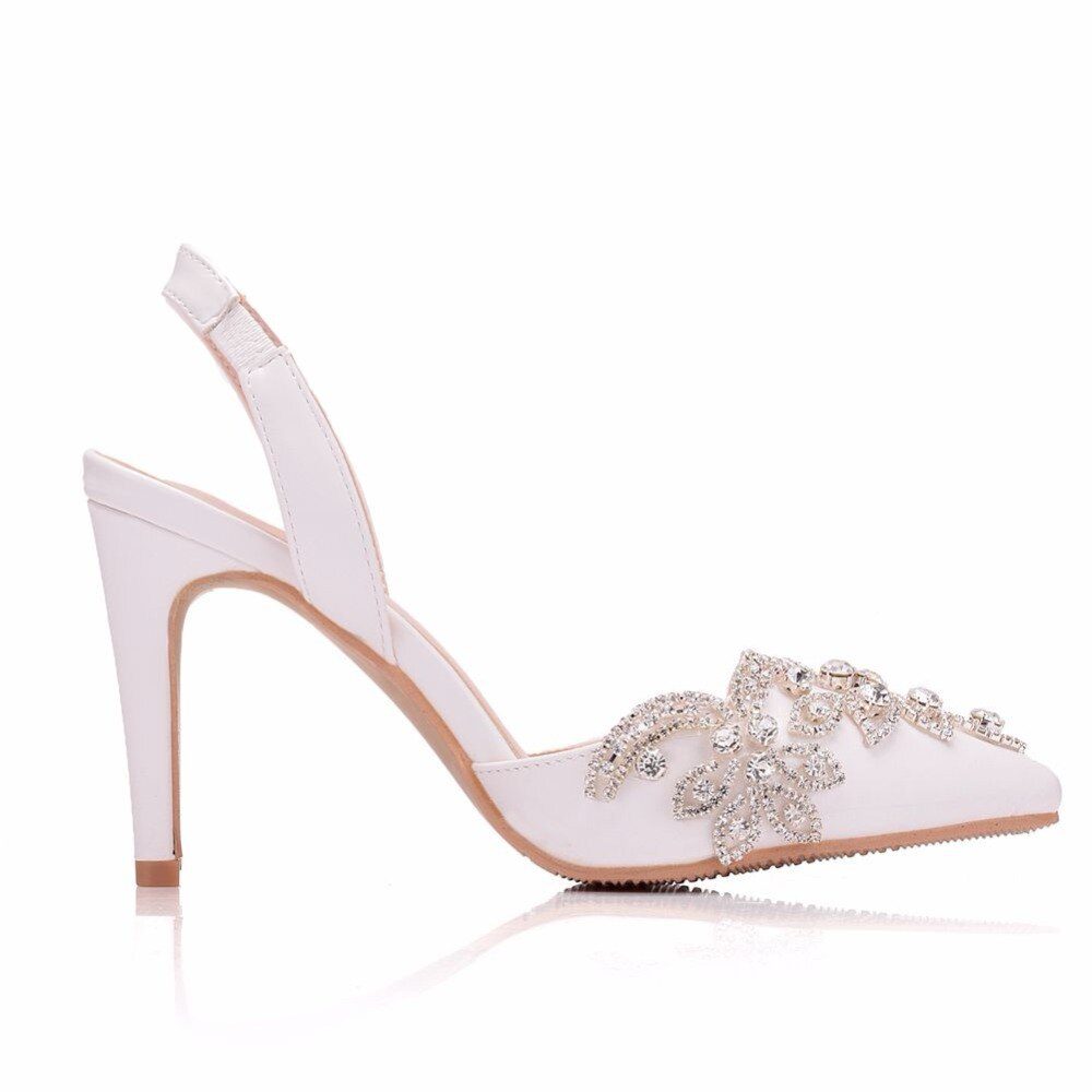 Crystal Rhinestone Pointed Toe High Heel Wedding Shoes