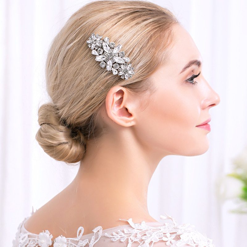 Crystal Silver Color Hair Combs Bridal Wedding Hair Accessories