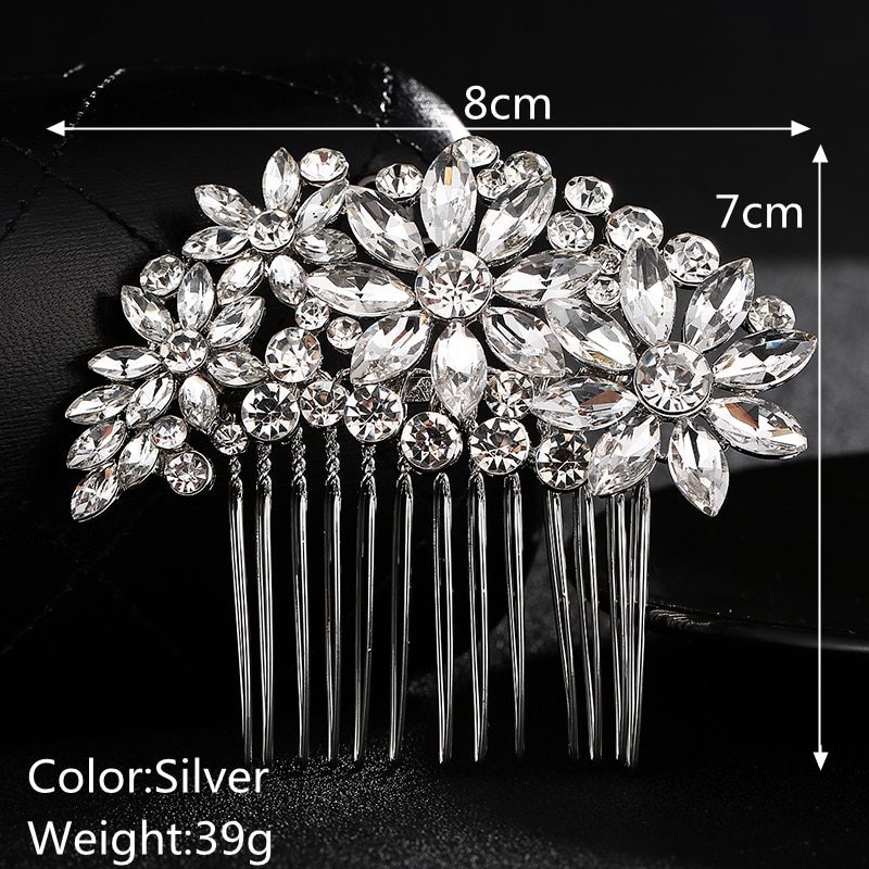 Efily Bridal Wedding Hair Accessories Crystal Silver Color Hair Combs for Women Bride Headpiece Party Jewelry Bridesmaid Gift