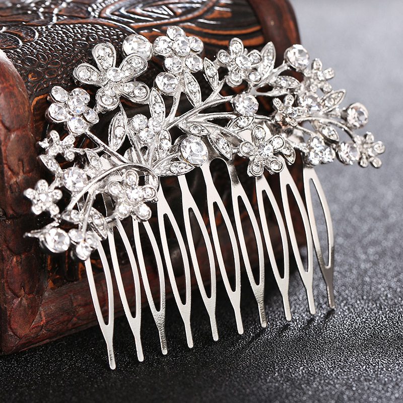 Crystal Silver Color Hair Combs Bridal Wedding Hair Accessories