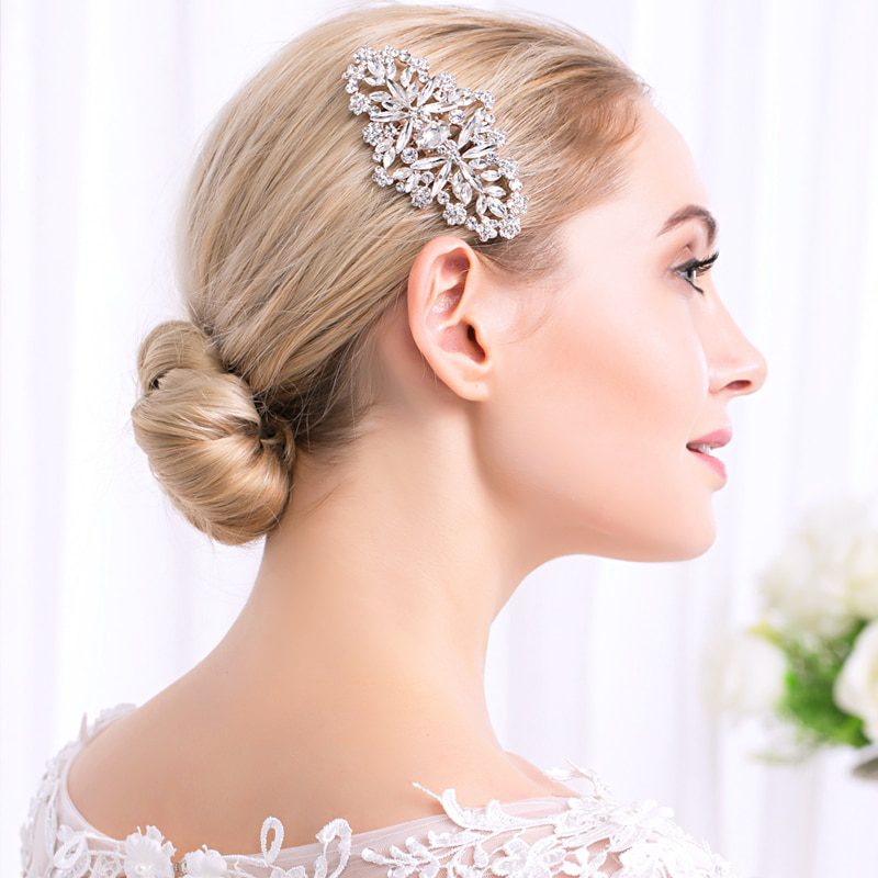 Efily Bridal Wedding Hair Accessories Crystal Silver Color Hair Combs for Women Bride Headpiece Party Jewelry Bridesmaid Gift