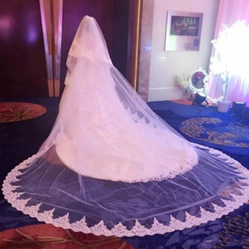 White Ivory 3M 4M 5m Long Two Layer Wedding Veil With Comb