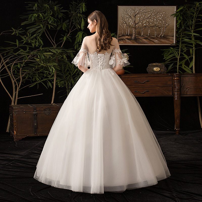 Robe De Mariee New Wedding Dresses Strapless Appliques Pearls Lace Fashion Wholesale Cheap Simple Bride Dress Vestidos De Novia