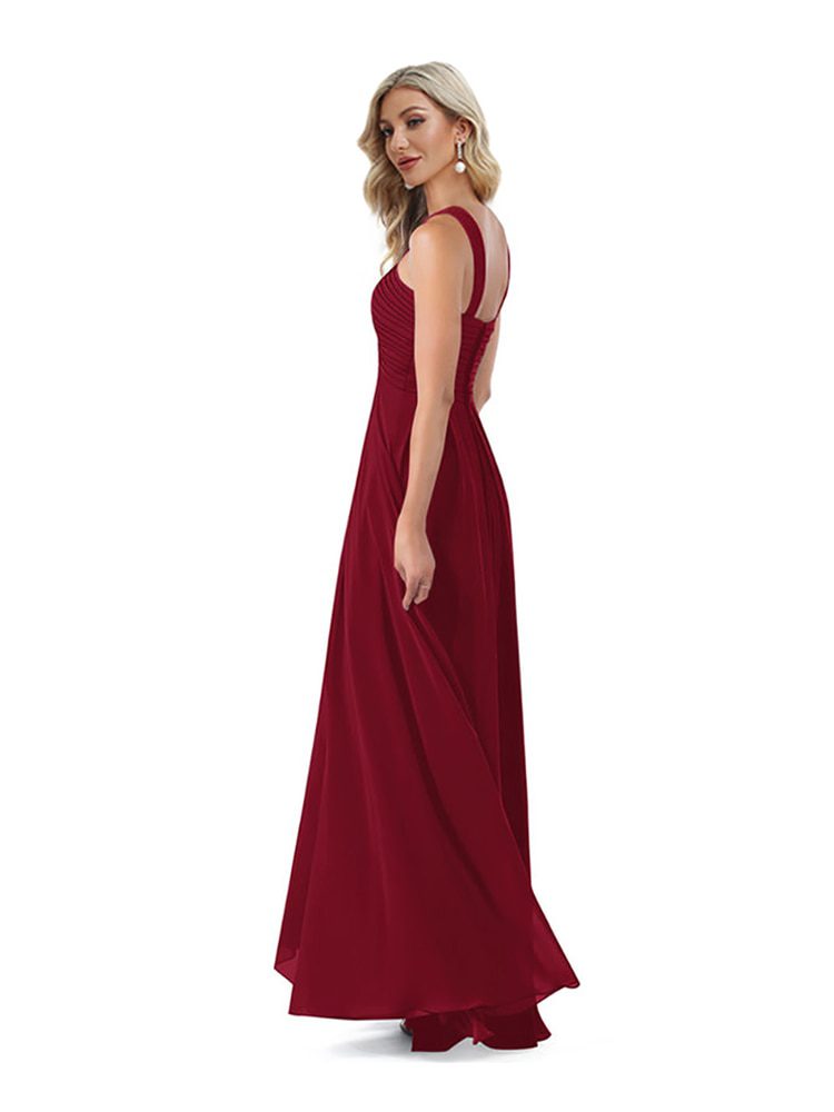 Lucyinlove Elegant Prom Chiffon Long Burgundy Red Evening Dress For Party Bridesmaid Graduation Cocktail Dresses for Women 2022