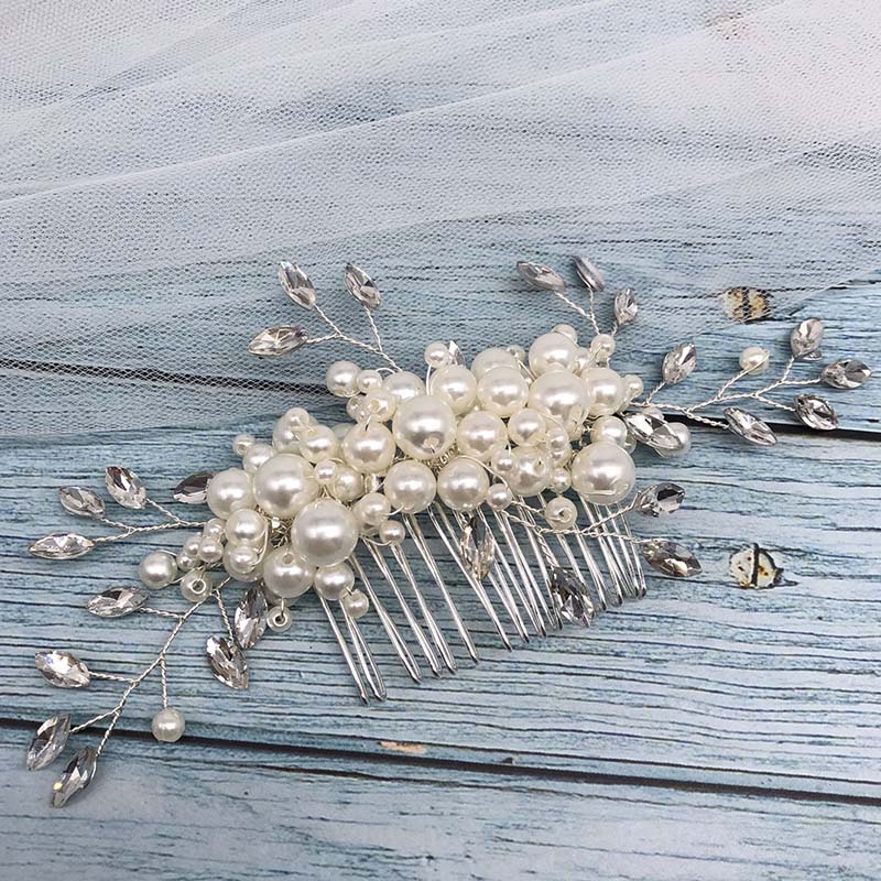 Crystal Peals Hair Combs Wedding Jewelry
