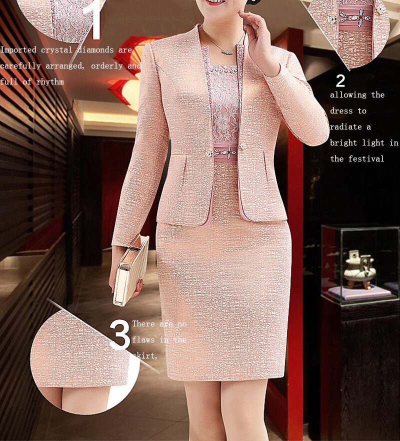 Lace Knee Length 2 Piece With Jacket Mother Of The Bride Dress