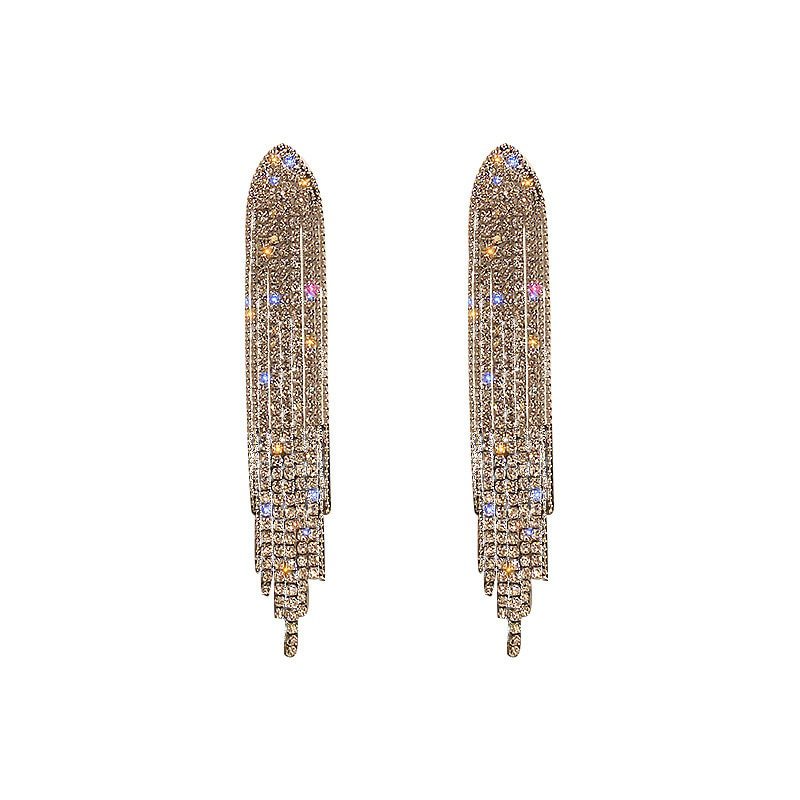Shiny Crystal Tassels Rhinestone Long Earrings