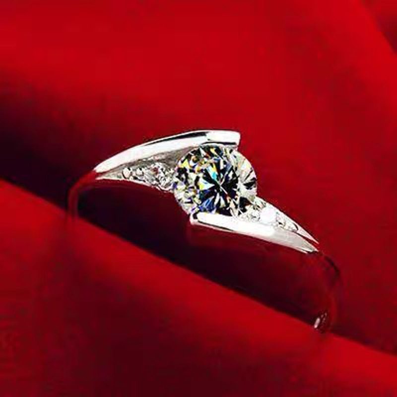 Zircon Silver Wedding Bridal Ring