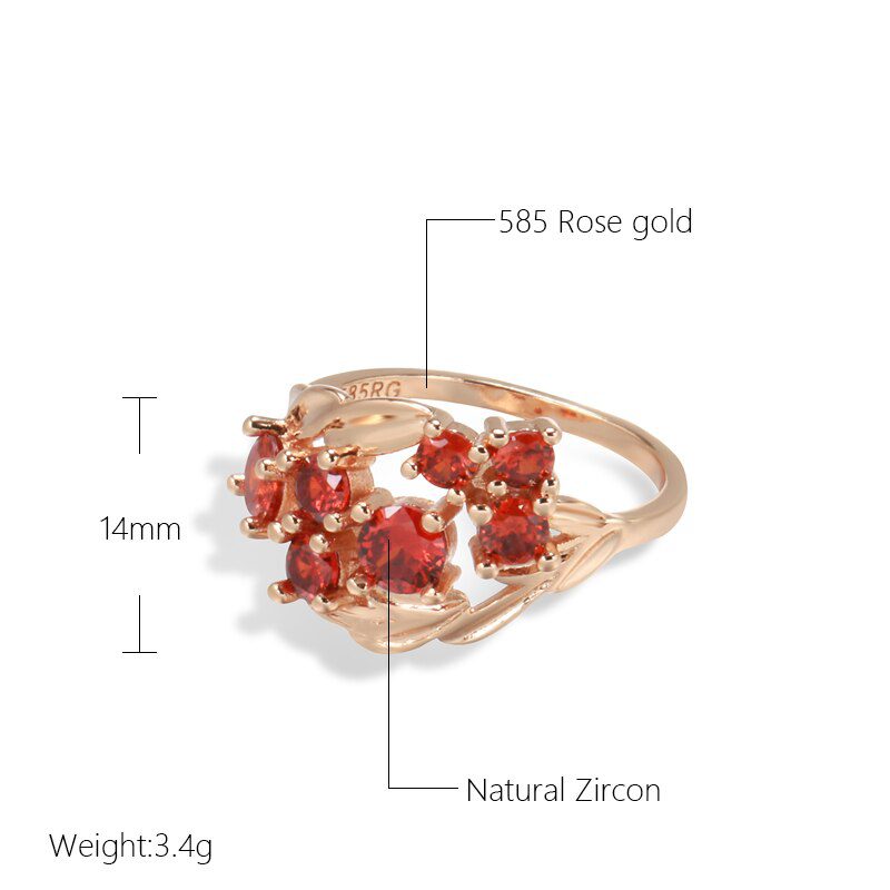 Elegant Vintage Red Shiny Natural Stone Bride Ring