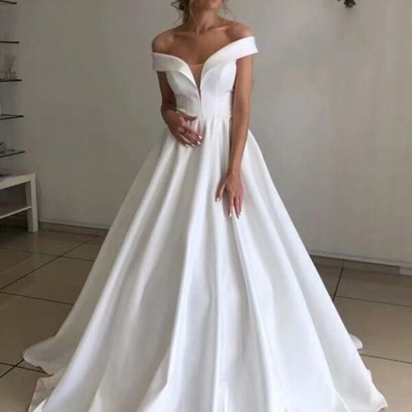 Elegant Satin Simple Boho Wedding Dress