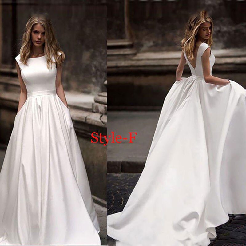 Elegant Satin Simple Boho Wedding Dress