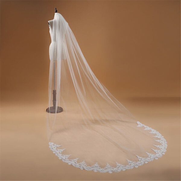 3 M One Layer Lace Edge White Ivory Cathedral Wedding Veil