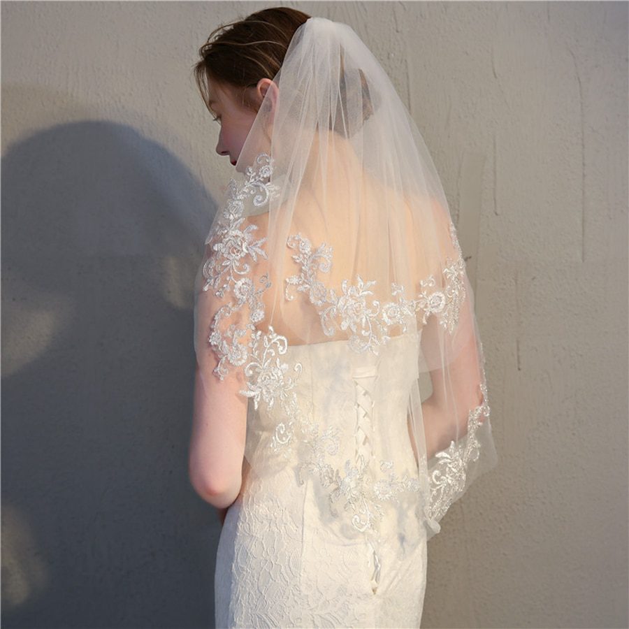 New Arrival White Ivory Short Bridal veils veu de noiva Sexy Wedding accessories Mariage Short wedding veil vel de noiva velo