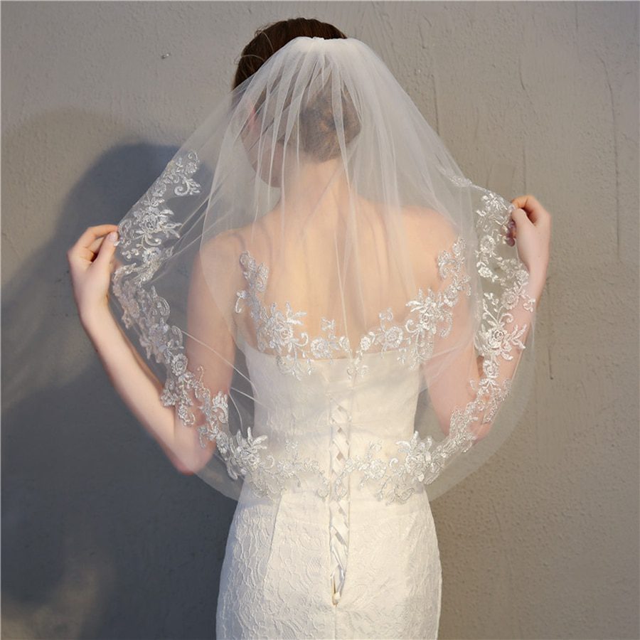 New Arrival White Ivory Short Bridal veils veu de noiva Sexy Wedding accessories Mariage Short wedding veil vel de noiva velo