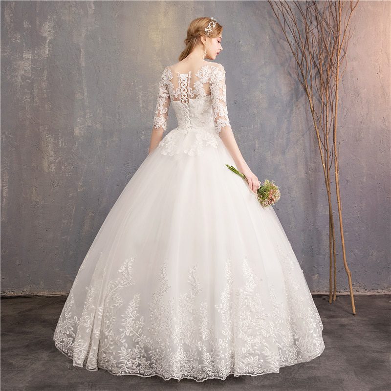 Half Sleeve Wedding Dresses 2022 New Luxury Lace Embroidery Ball Gown Wedding Dress Can Custom Made Vestido De Noiva