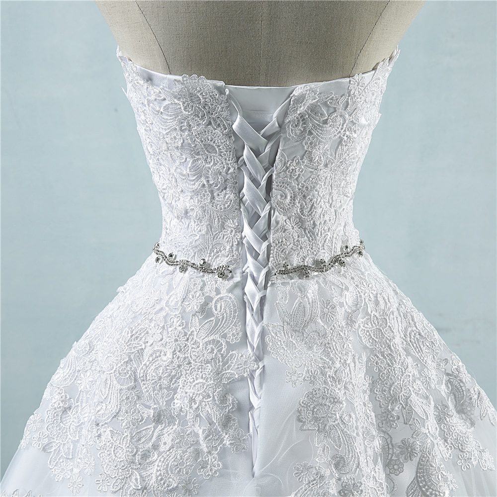 ZJ9032 Lace Flower Sweetheart White Ivory Fashion Sexy 2021 Wedding Dresses For Brides Plus Size Maxi 2-26W