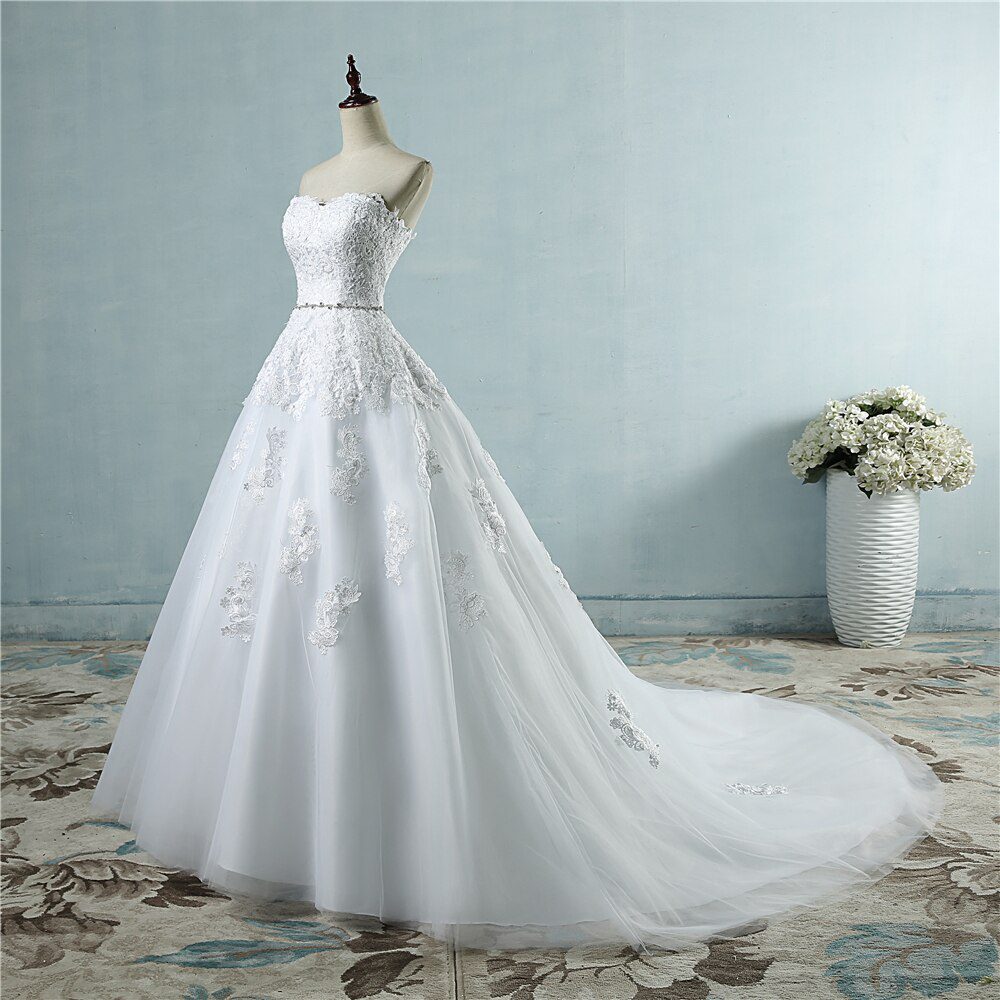 ZJ9032 Lace Flower Sweetheart White Ivory Fashion Sexy 2021 Wedding Dresses For Brides Plus Size Maxi 2-26W