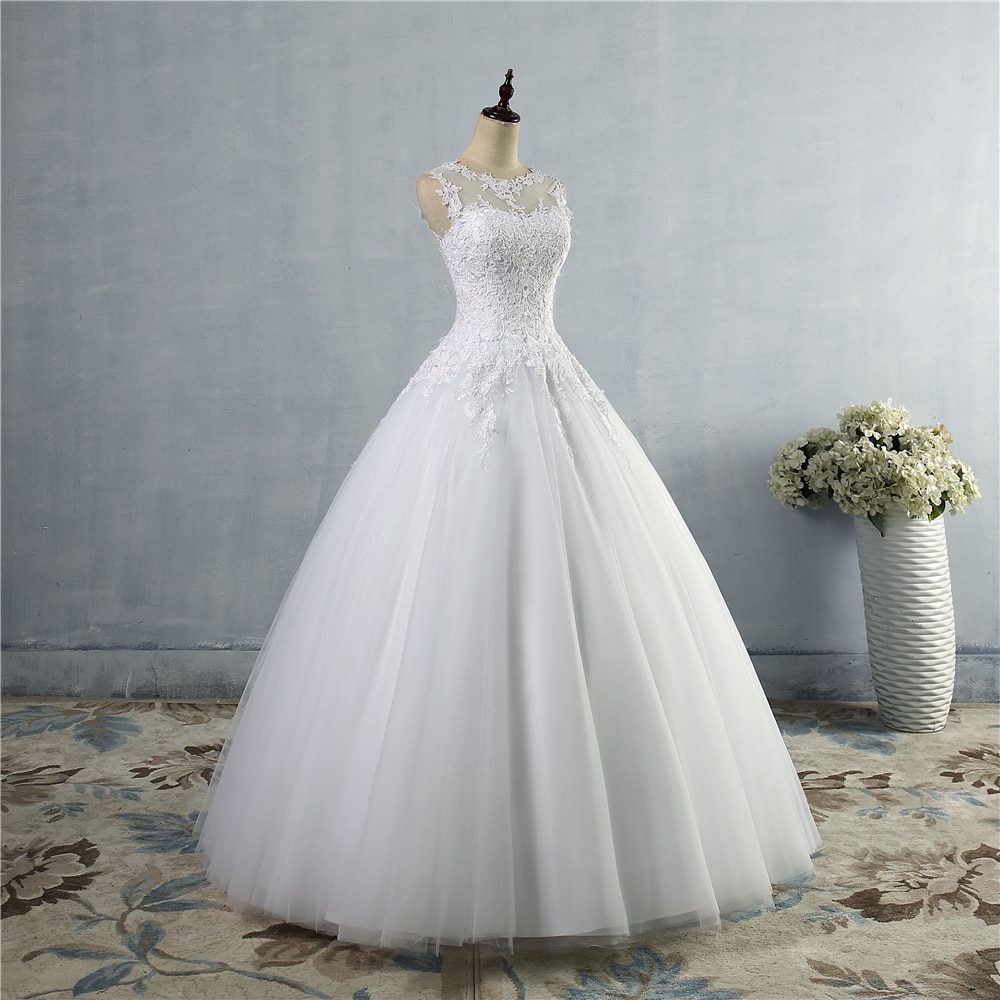 ZJ9036 Lace Up Back White Ivory Gown Croset Wedding Dresses 2019 for bride plus size maxi Vintage Customer made size 2-26W