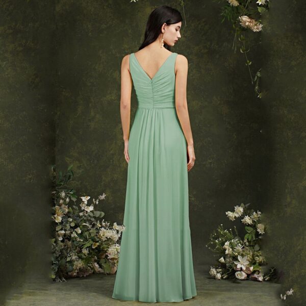 AIOVOX Formal Bridesmaid Dresses Simple Chiffon A-Line Sleeveless Green Gown For Wedding Party Floor Length Long Robes De Soirée