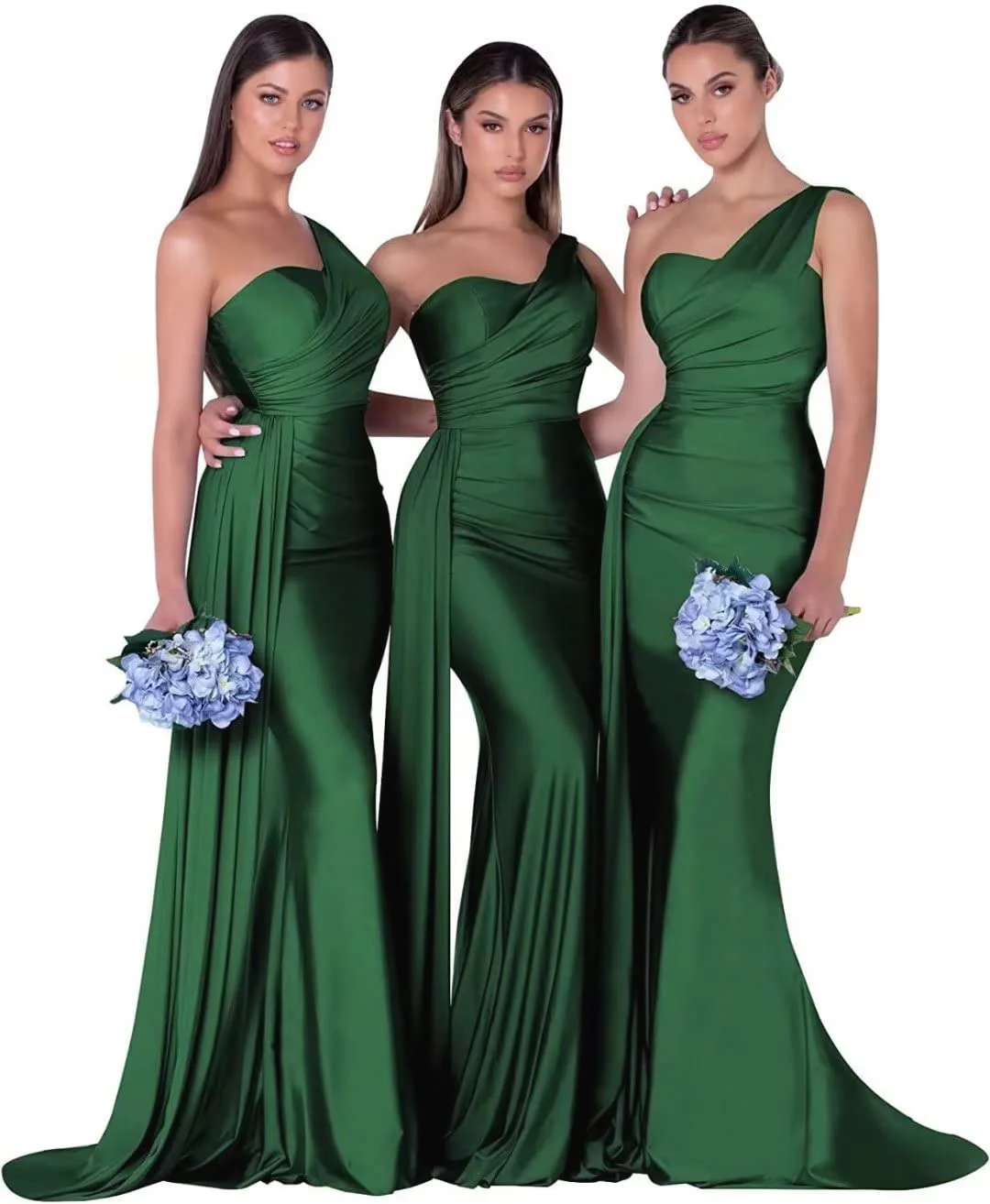 One-Shoulder Simple Satin Bridesmaid Dress With Train