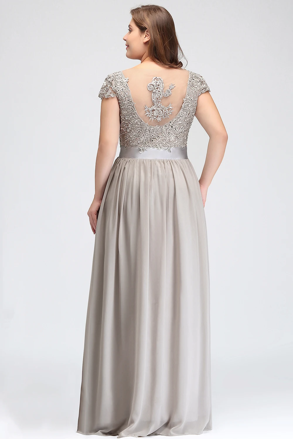 Elegant Beading Pearls Bodice Chiffon V Neck A Line Long Bridesmaid Dress