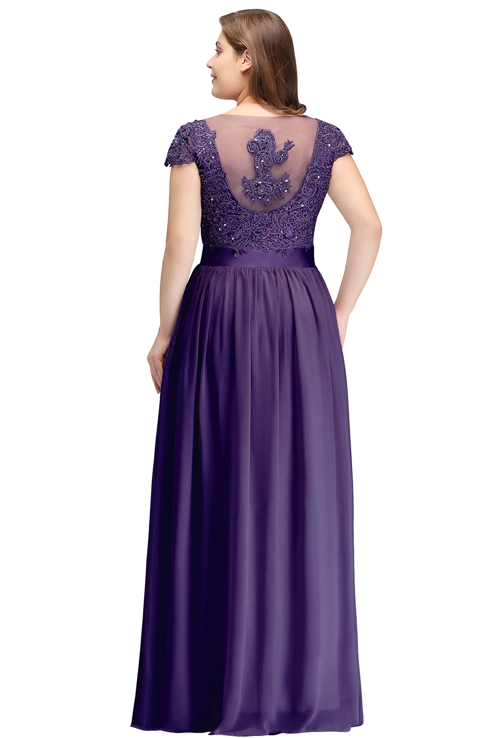 Elegant Beading Pearls Bodice Chiffon V Neck A Line Long Bridesmaid Dress